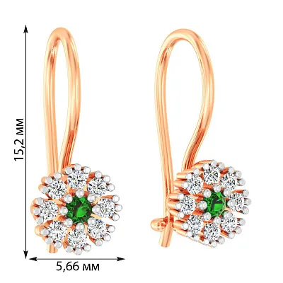 Дитячі золоті сережки з зеленим фіанітом (арт. 114201з)