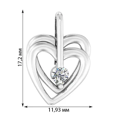 Золота підвіска «Два серця» з фіанітом (арт. 440353б)