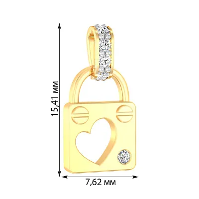 Золотий кулон «Замочок» з фіанітами (арт. 440644ж)