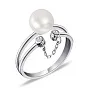 Двойное кольцо Trendy Style из серебра с жемчугом  (арт. 7501/4994жб)