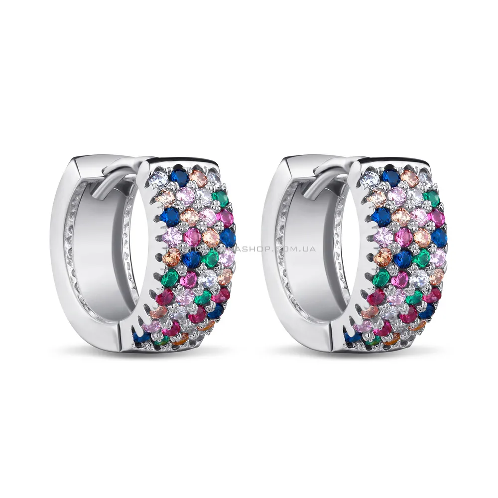 Сережки кольца с цветными альпинитами (арт. 7502/3878а) - цена