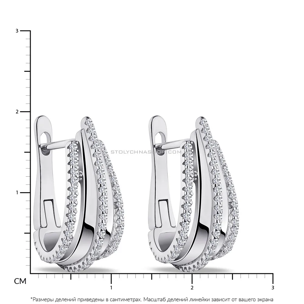 Серебряные серьги с дорожками из фианитов (арт. 7502/4411)