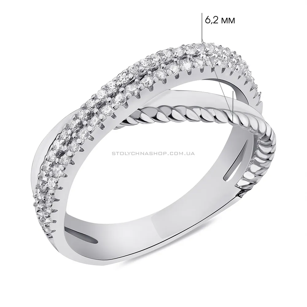 Серебряное кольцо с дорожкой из фианитов (арт. 7501/6113) - 2 - цена