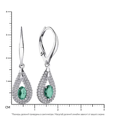 Срібні сережки з зеленими фіанітами (арт. 7502/3629цз)