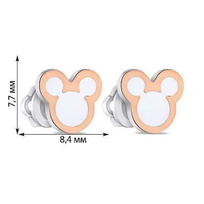 Сережки-пусети зі срібла з емаллю (арт. 7218/775ебcю)