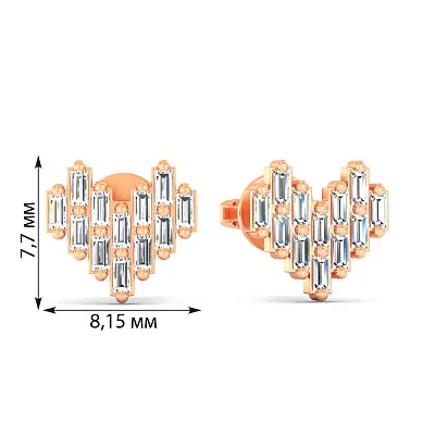 Золоті сережки Сердечка з фіанітами (арт. 111315)