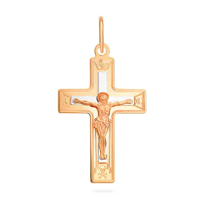 Нательный крестик из красного золота с распятием  (арт. 521131нр)