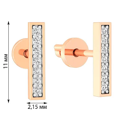 Золоті сережки пусети з фіанітами (арт. 110599)