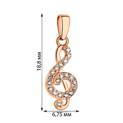 Золотой подвес &quot;Скрипичный ключ&quot; с фианитами  (арт. 424485)