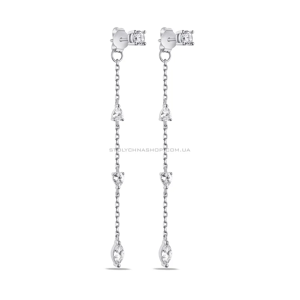 Срібні сережки-пусети з фіанітами (арт. 7518/6561) - цена