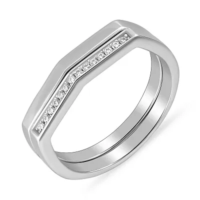 Серебряное кольцо трансформер с фианитами  (арт. 7501/4455)