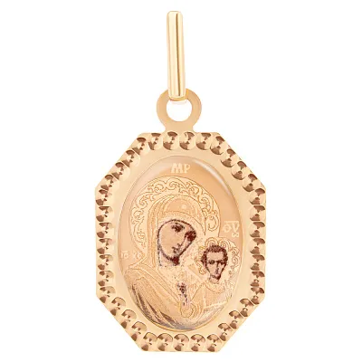 Ладанка «Матір Божа Казанська» з червоного золота (арт. 421677К)