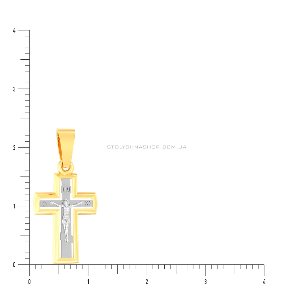 Крестик из желтого золота с распятием  (арт. 501657ж) - 2 - цена