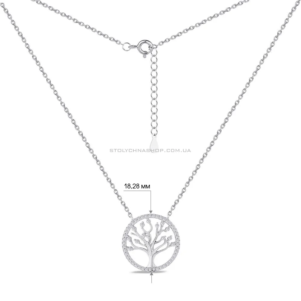 Кольє зі срібла "Сімейне дерево" з фіанітами (арт. 7507/1154) - 3 - цена