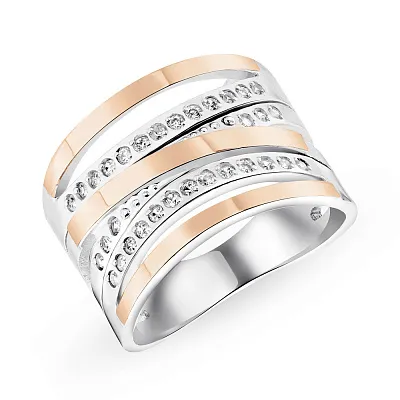 Широкое серебряное кольцо с фианитами (арт. 7201/011кю)