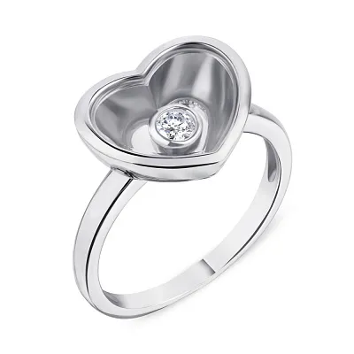 Серебряное кольцо «Сердце» с фианитом (арт. 7501/4736)