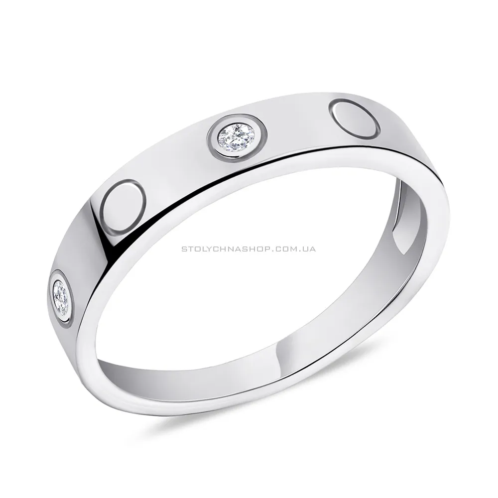 Кольцо серебряное с тремя фианитами  (арт. 7501/5736) - цена