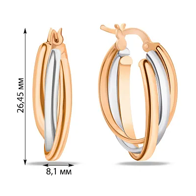 Золоті сережки-кільця в комбінованому кольорі металу (арт. 105971)