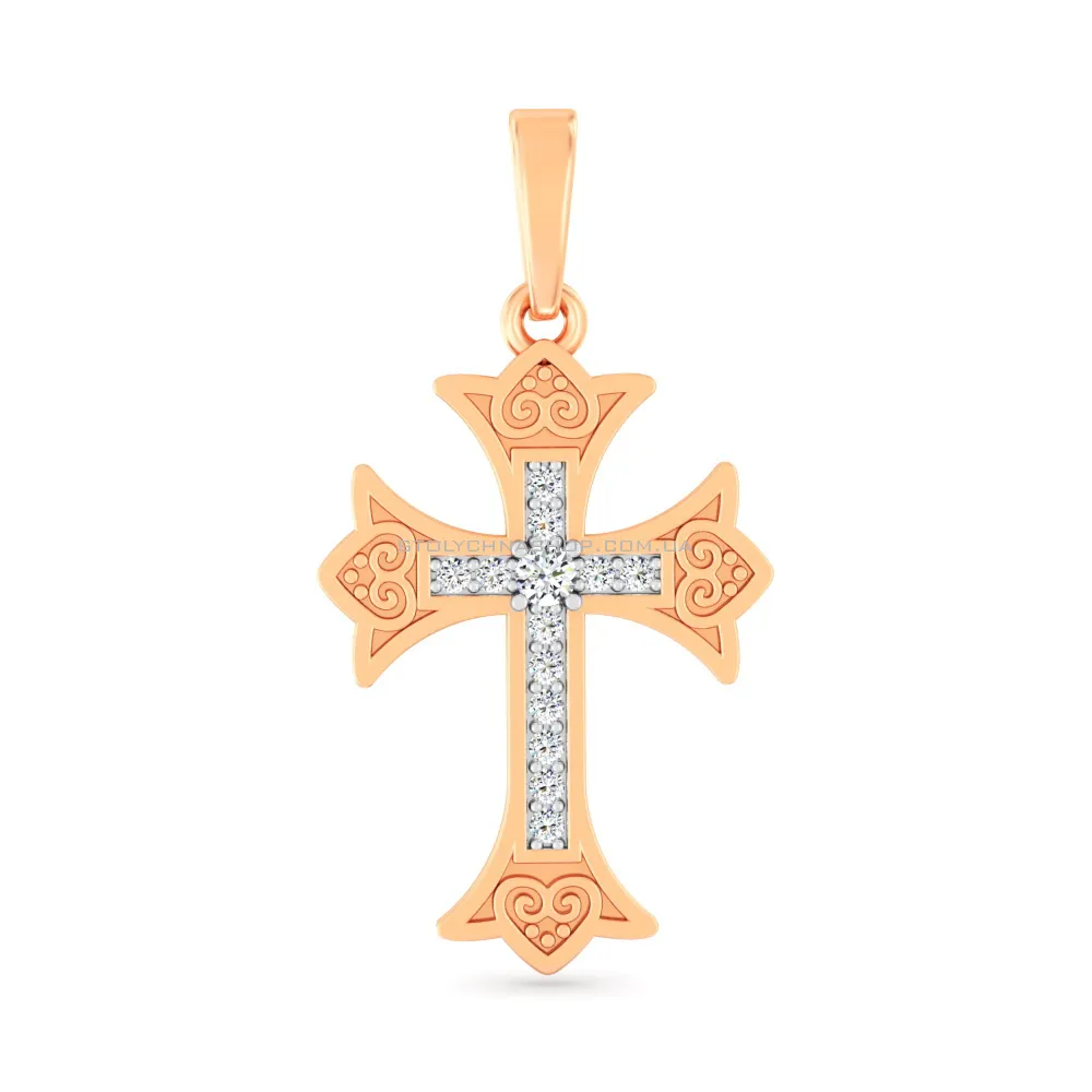 Золотой крестик с фианитами (арт. 440894) - цена