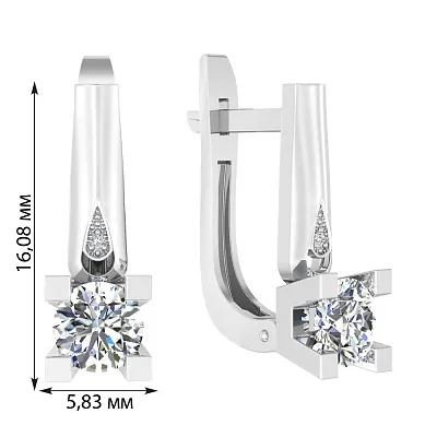 Сережки з фіанітами з білого золота (арт. 111016б)