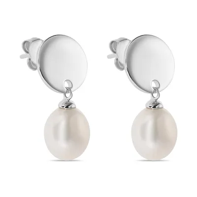 Сережки-пусети з перлами зі срібла (арт. 7518/5755жб)