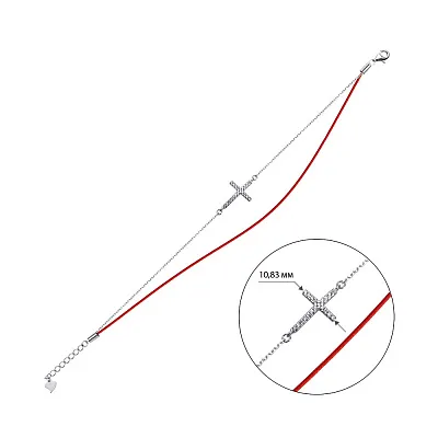 Браслет зі срібла з червоною ниткою (арт. 7309/1609к)
