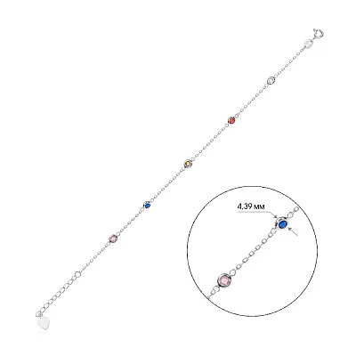 Срібний браслет з кольоровими фіанітами (арт. 7509/2289а)