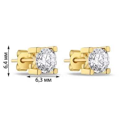 Сережки-пусети зі срібла з жовтим родіюванням (арт. 7518/6387ж)