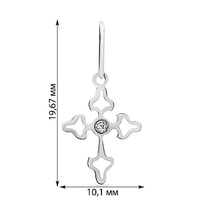 Хрестик з білого золота з фіанітом (арт. 440455б)