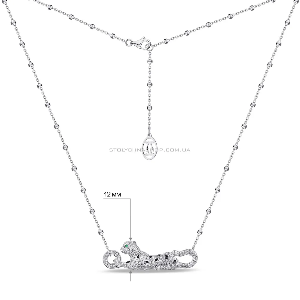 Серебряное колье "Пантера" с фианитами (арт. 7507/1630еч) - 3 - цена