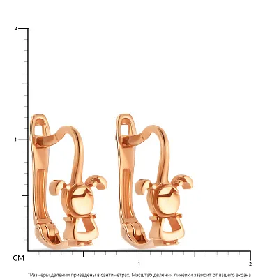 Золотые серьги «Девочки» в красном цвете металла (арт. 106263)