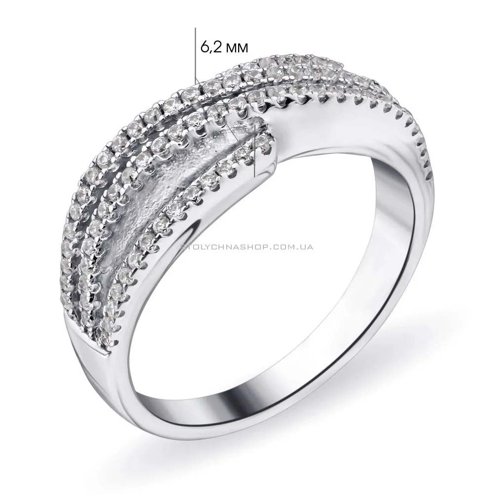 Серебряное кольцо с россыпью фианитов  (арт. 05012331) - 2 - цена