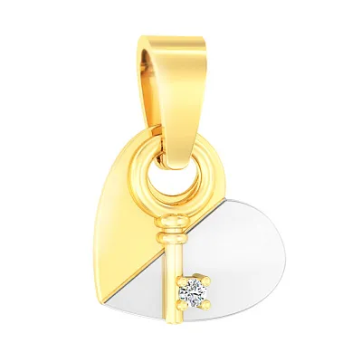Золота підвіска «Ключ від серця» з фіанітом (арт. 440537ж)