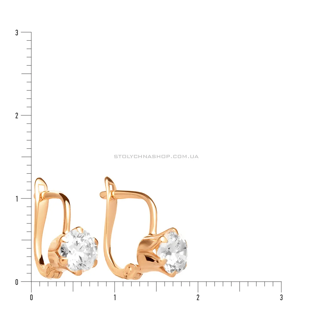 Золоті сережки з фіанітом  (арт. 110137) - 2 - цена