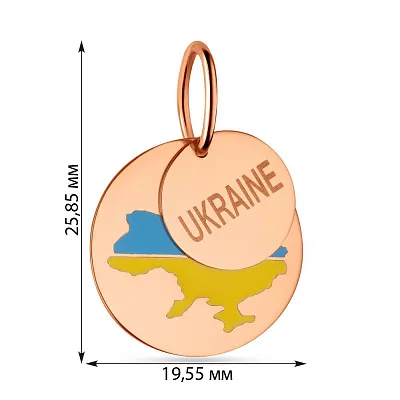 Двойной золотой подвес &quot;Украина&quot; с эмалью  (арт. 440748есж)