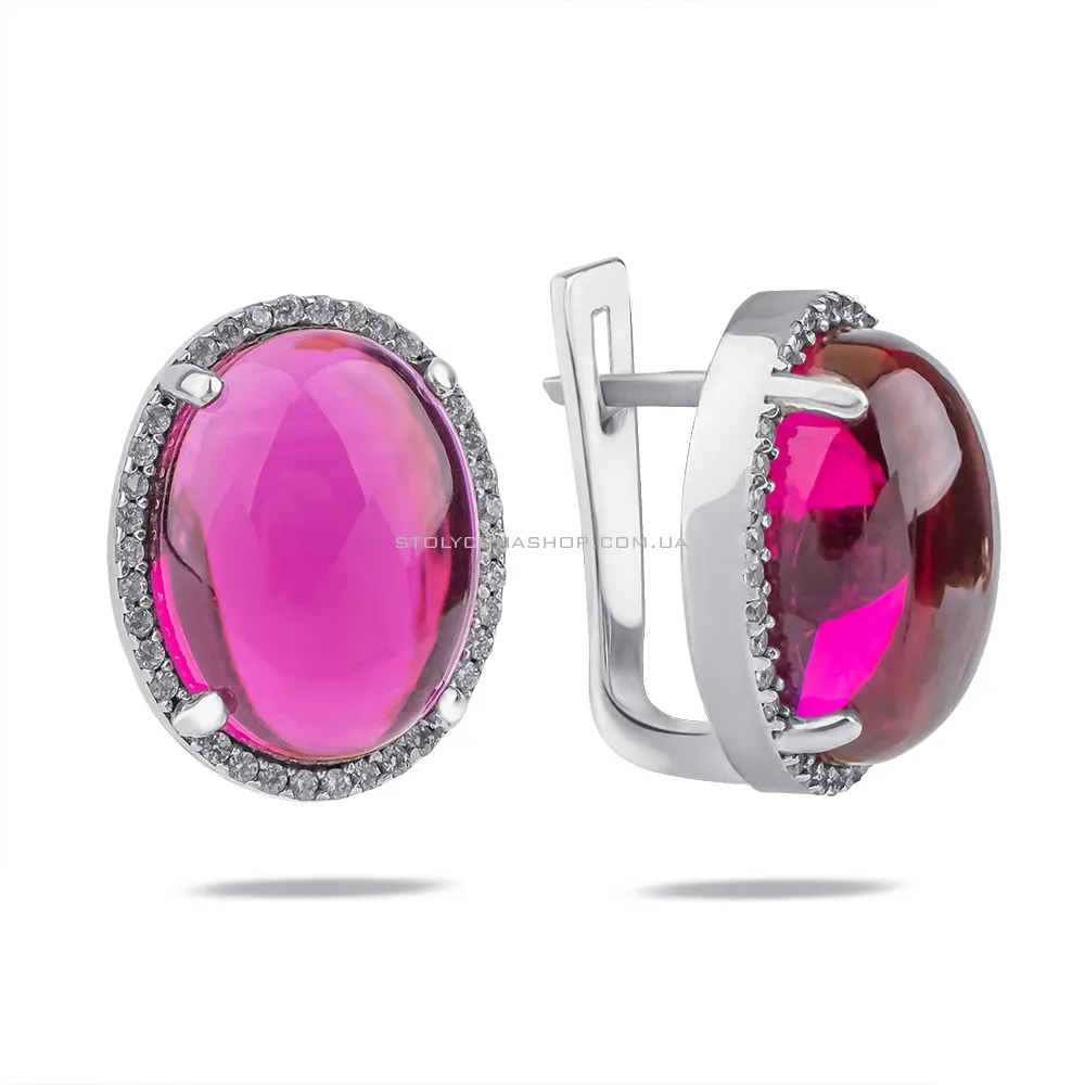Сережки зі срібла з рожевим кварцом  (арт. 05021641)