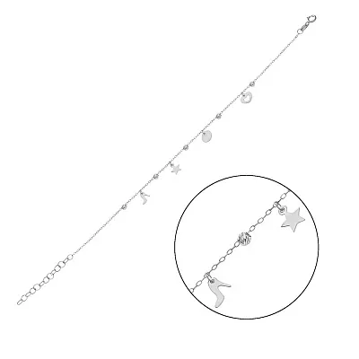 Браслет з білого золота з підвісками   (арт. 324870баП4)