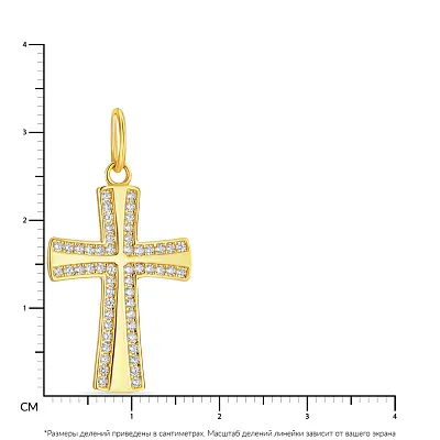 Крестик с фианитами из желтого золота (арт. 423994ж)