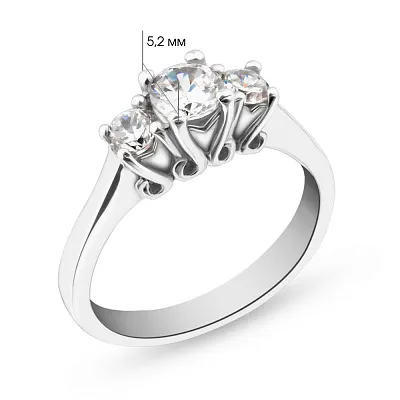 Серебряное кольцо с тремя фианитами (арт. 05012216)