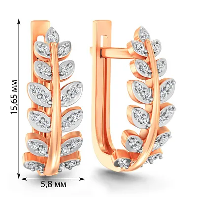 Золоті сережки Гілочка з фіанітами (арт. 111254)