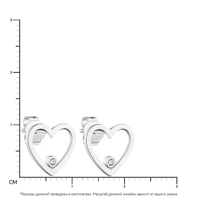 Серебряные серьги-пусеты в форме сердца (арт. 7518/6291)