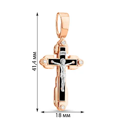 Крестик из красного и белого золота с эмалью  (арт. 130061Д)