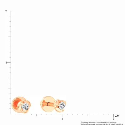 Золотые серьги пусеты с фианитами (арт. 110312)