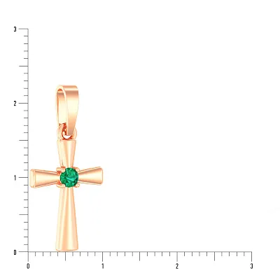 Золота підвіска-хрестик зі смарагдом (арт. П011025и)