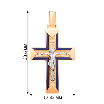 Золотий натільний хрестик з розп'яттям та емаллю (арт. 505012с)