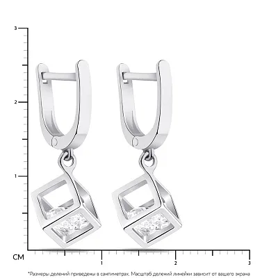 Сережки-підвіски зі срібла з фіанітами  (арт. 7502/1-0853.0.2)