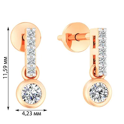 Золоті сережки пусети з фіанітами (арт. 110615)