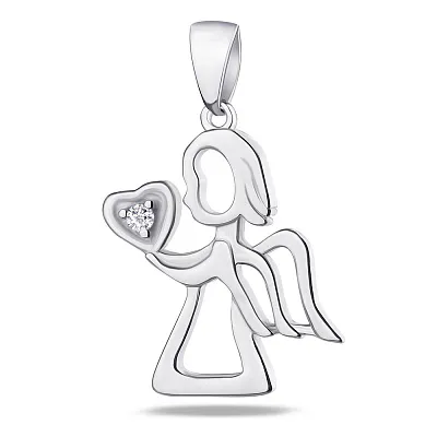 Серебряная подвеска «Ангел» с фианитом (арт. 7503/2498)