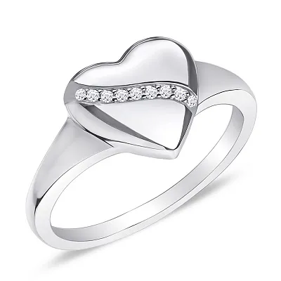 Серебряное кольцо «Сердце» с фианитами  (арт. 7501/4129)