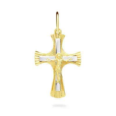 Хрестик з жовтого та білого золота з розп'яттям (арт. 506002жб)
